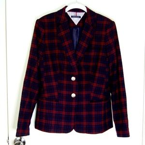 Tommy Hilfiger Plaid Blazer W/ Elbow Patches - image 1